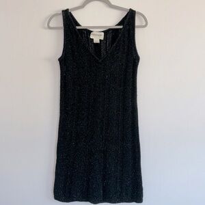 Emanuel Ungaro Vintage v neck black knit dress. Size S.
